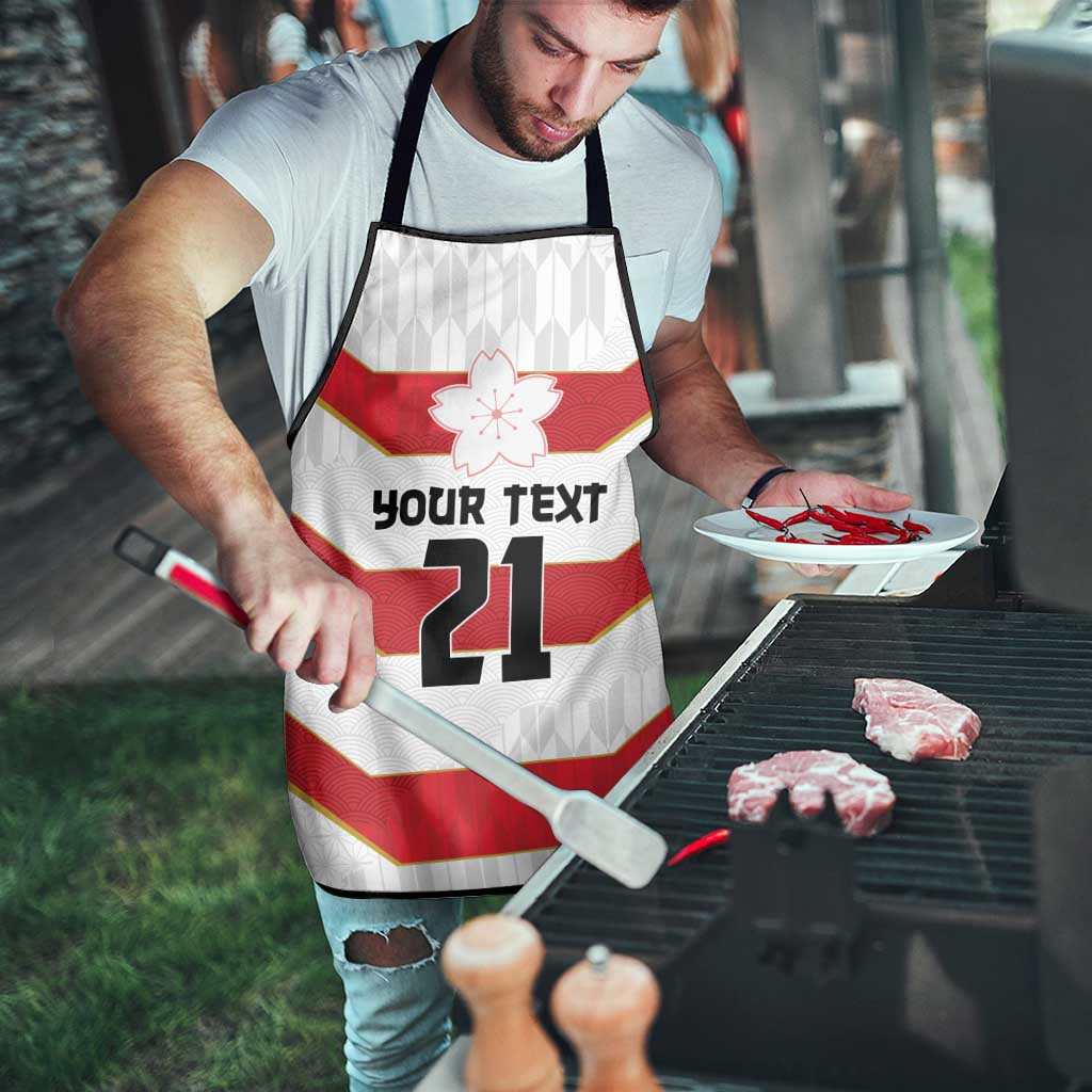 Japan Pacific Rugby 2022-23 Custom Apron Red Sakura Japanese Wave Pattern - Polynesian Pride