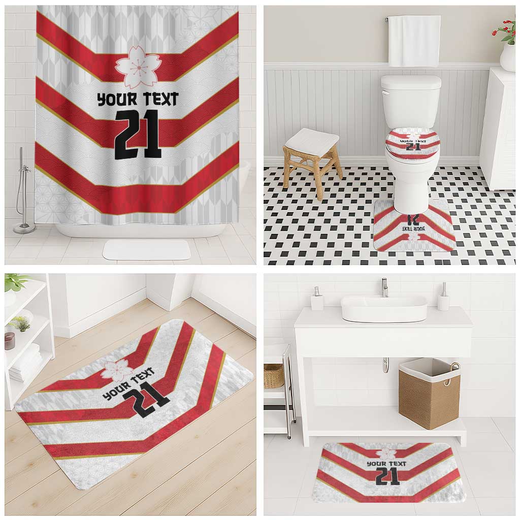 Japan Pacific Rugby 2022-23 Custom Bathroom Set Red Sakura Japanese Wave Pattern - Polynesian Pride