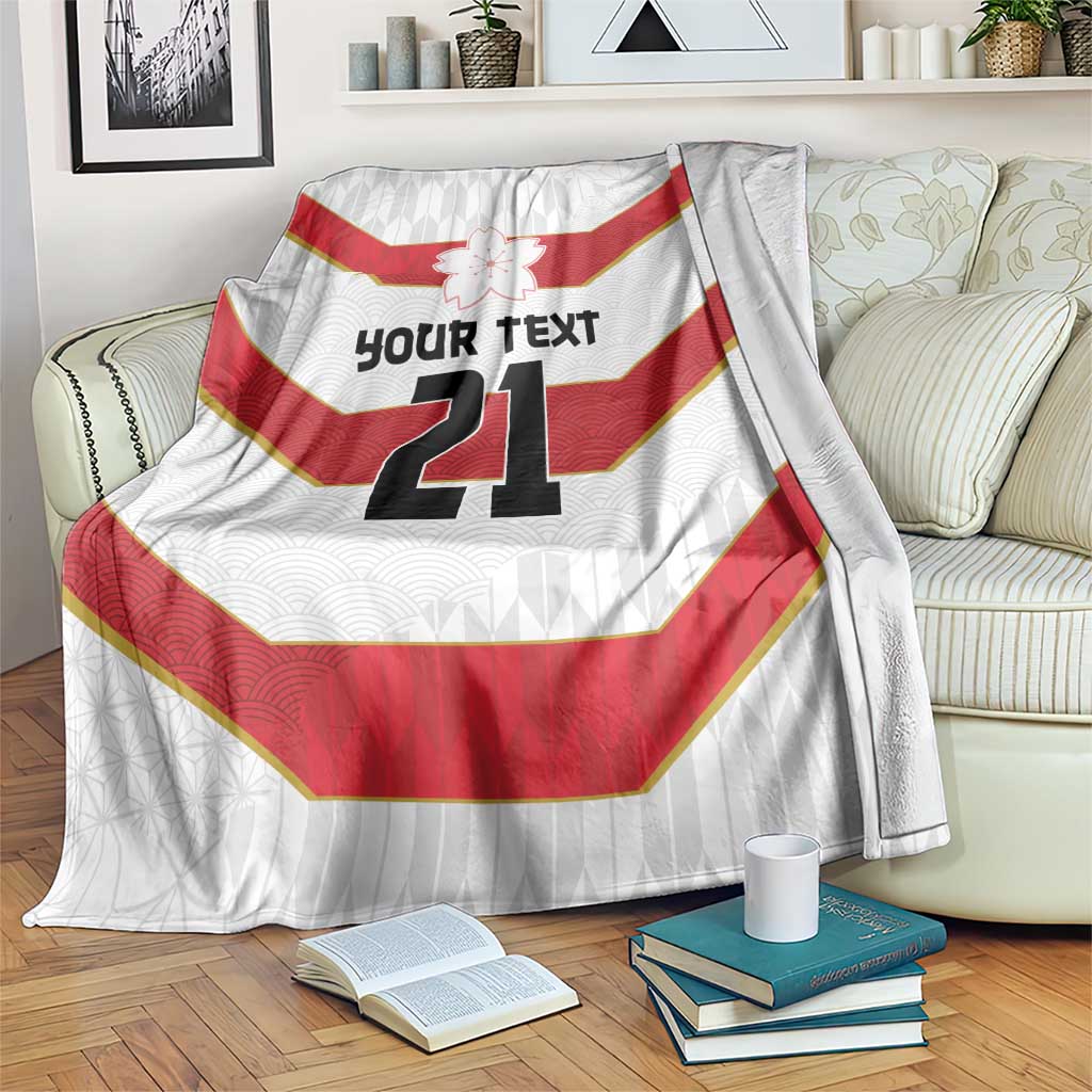 Japan Pacific Rugby 2022-23 Custom Blanket Red Sakura Japanese Wave Pattern LT9 Red - Polynesian Pride