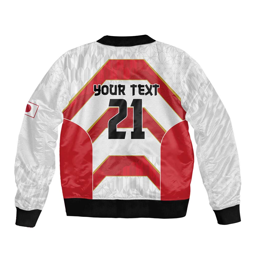 Japan Pacific Rugby 2022-23 Custom Bomber Jacket Red Sakura Japanese Wave Pattern LT9 - Polynesian Pride