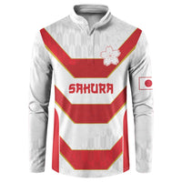 Japan Pacific Rugby 2022-23 Custom Button Sweatshirt Red Sakura Japanese Wave Pattern