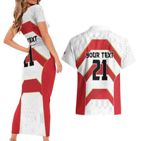Japan Pacific Rugby 2022-23 Custom Couples Matching Short Sleeve Bodycon Dress and Hawaiian Shirt Red Sakura Japanese Wave Pattern LT9 - Polynesian Pride