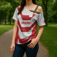 Japan Pacific Rugby 2022-23 Custom Cross Shoulder Shirt Red Sakura Japanese Wave Pattern - Polynesian Pride