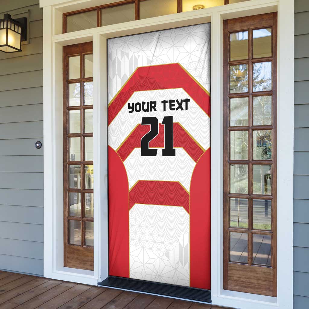 Japan Pacific Rugby 2022-23 Custom Door Cover Red Sakura Japanese Wave Pattern - Polynesian Pride
