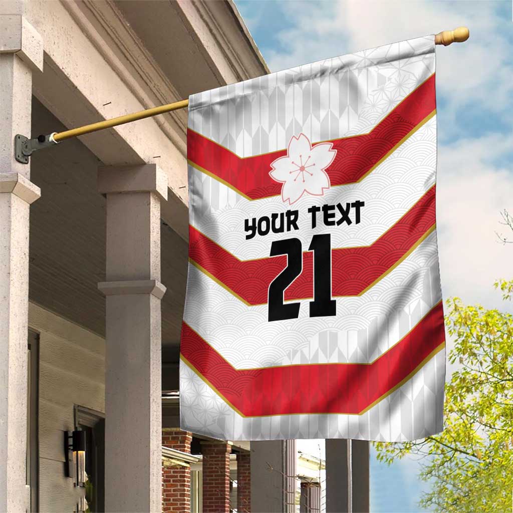 Japan Pacific Rugby 2022-23 Custom Garden Flag Red Sakura Japanese Wave Pattern