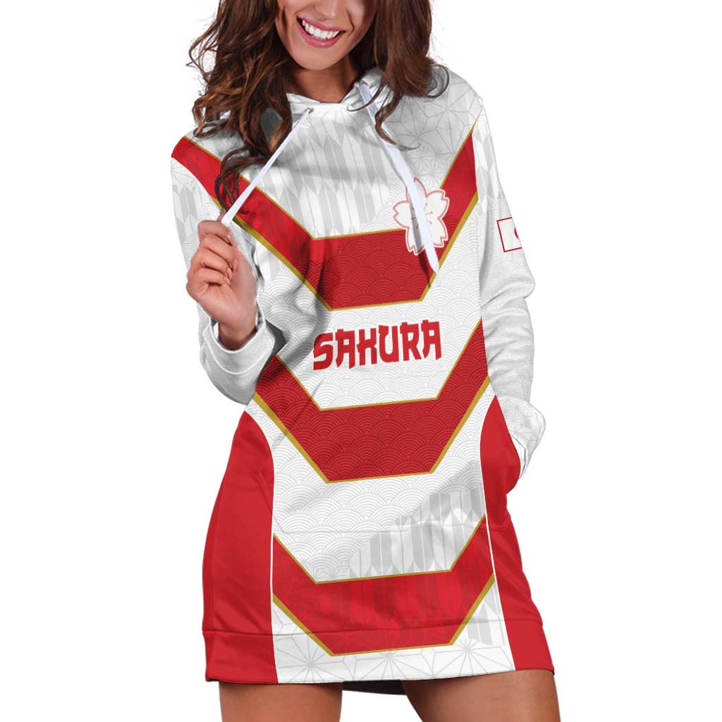 Japan Pacific Rugby 2022-23 Custom Hoodie Dress Red Sakura Japanese Wave Pattern LT9 Red - Polynesian Pride
