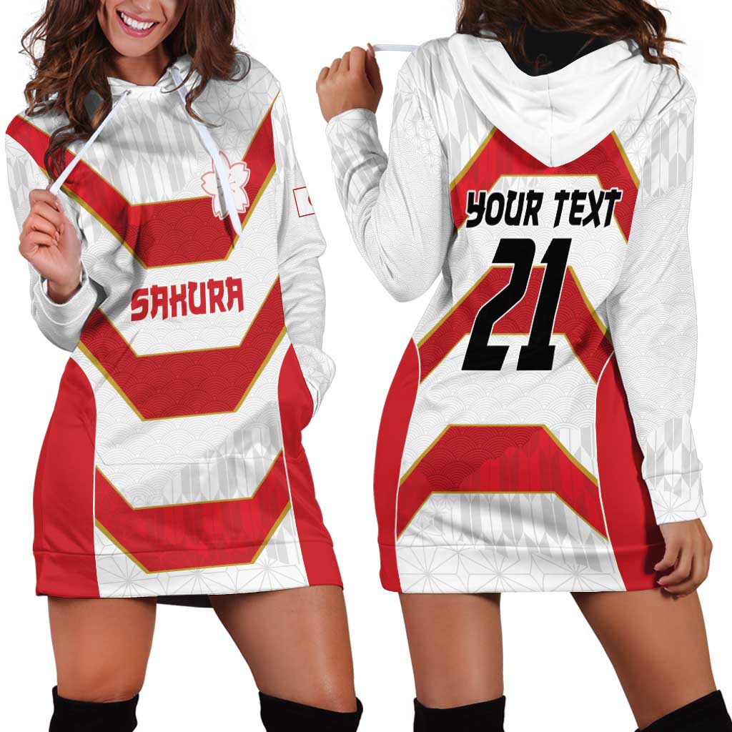 Japan Pacific Rugby 2022-23 Custom Hoodie Dress Red Sakura Japanese Wave Pattern LT9 - Polynesian Pride
