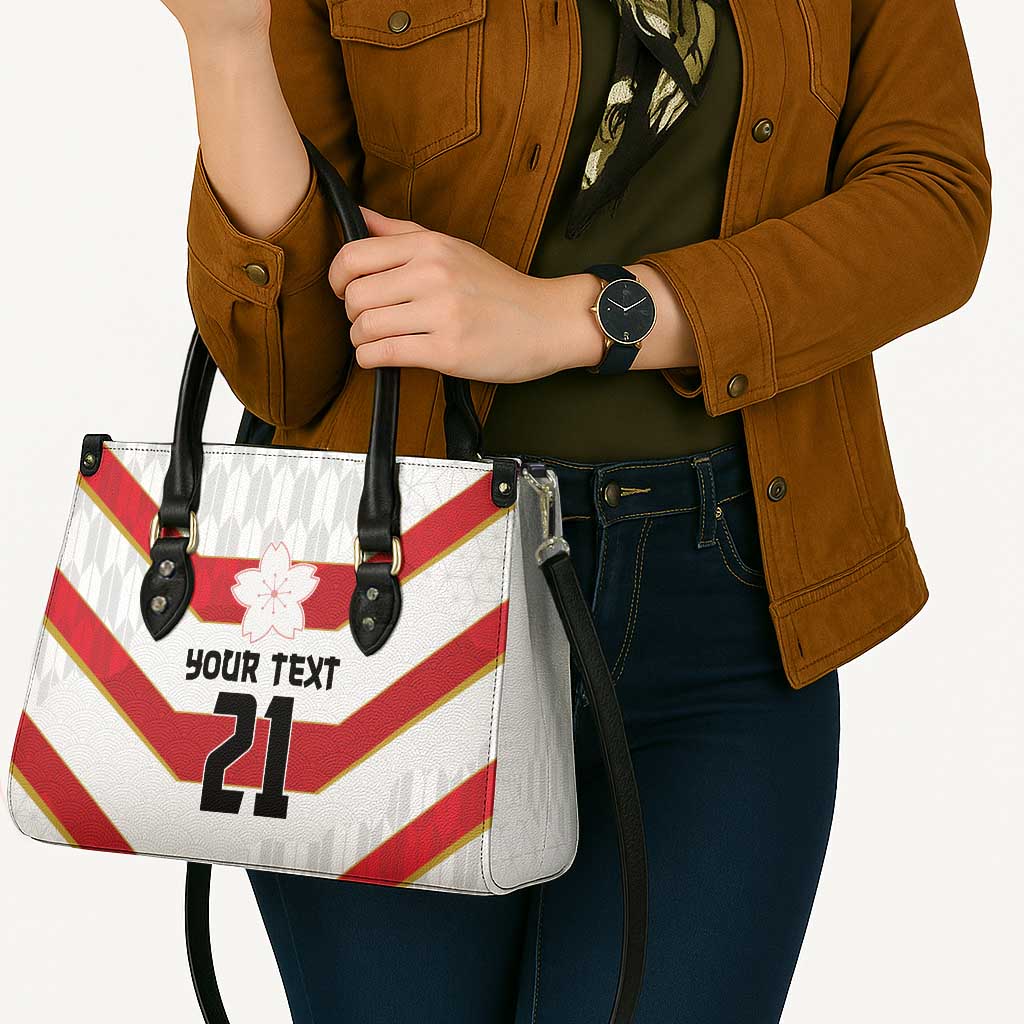 Japan Pacific Rugby 2022-23 Custom Leather Bag Red Sakura Japanese Wave Pattern - Polynesian Pride