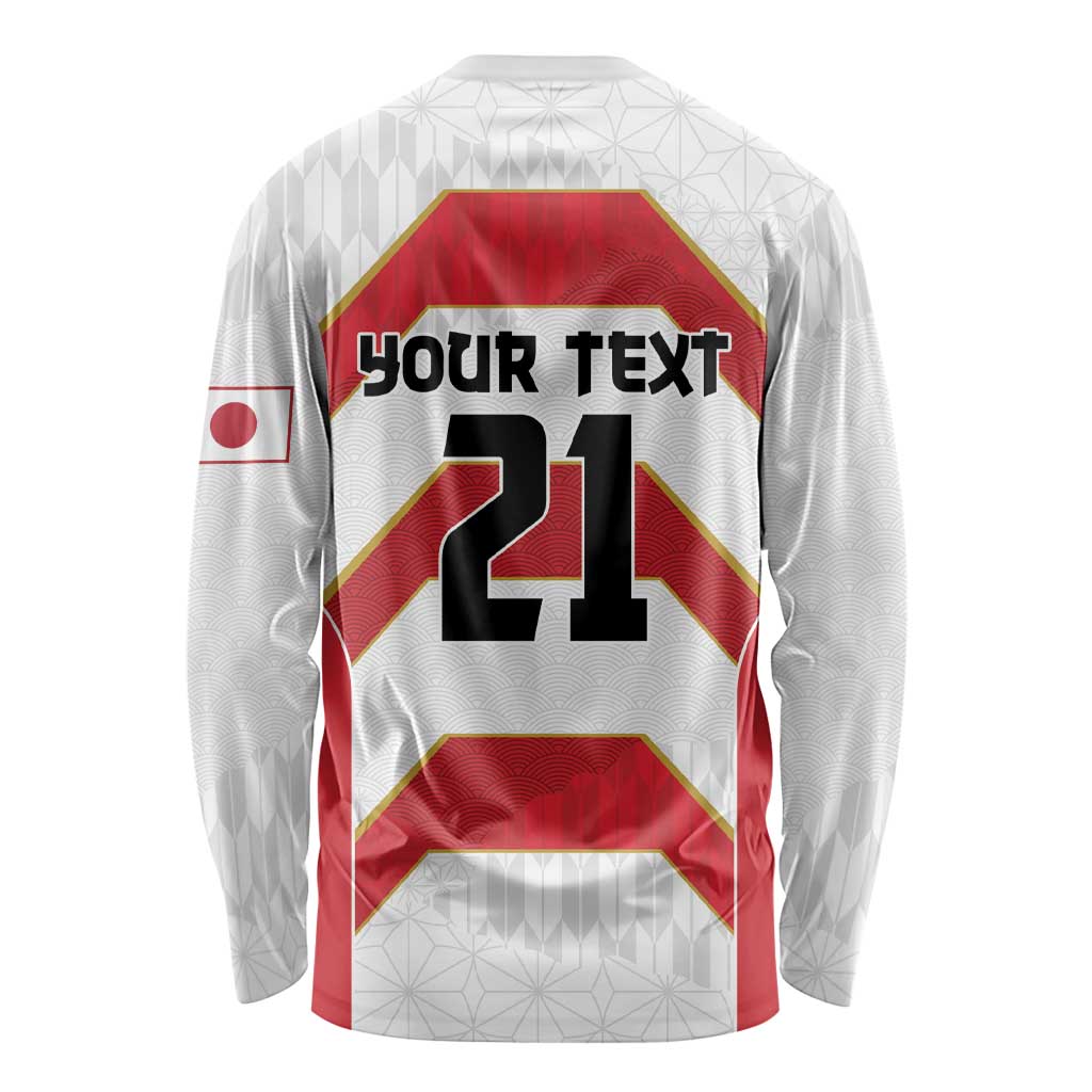 Japan Pacific Rugby 2022-23 Custom Long Sleeve Shirt Red Sakura Japanese Wave Pattern
