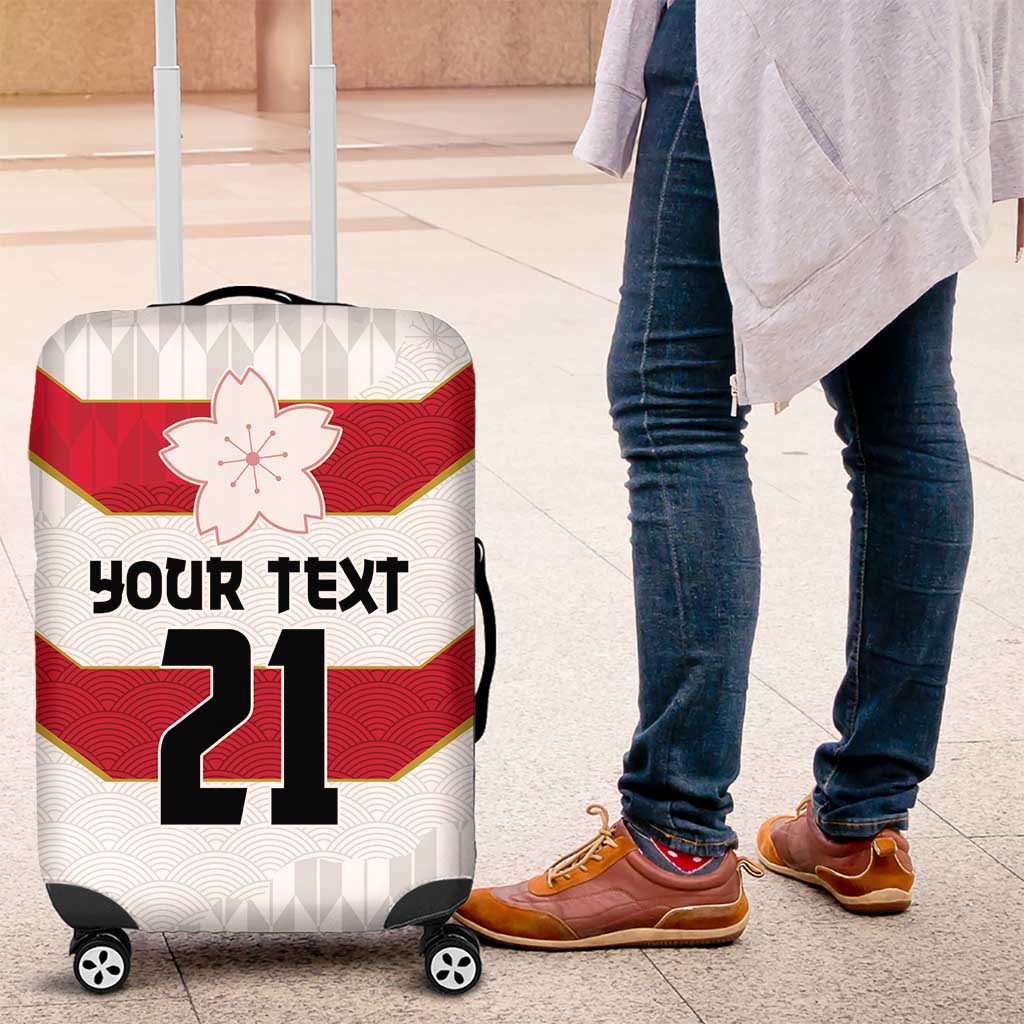 Japan Pacific Rugby 2022-23 Custom Luggage Cover Red Sakura Japanese Wave Pattern LT9 Red - Polynesian Pride