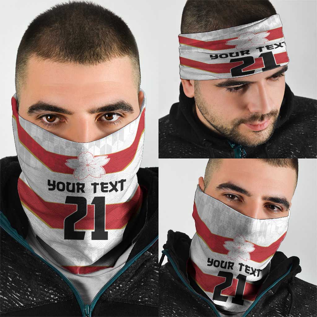 Japan Pacific Rugby 2022-23 Custom Neck Gaiter Red Sakura Japanese Wave Pattern - Polynesian Pride