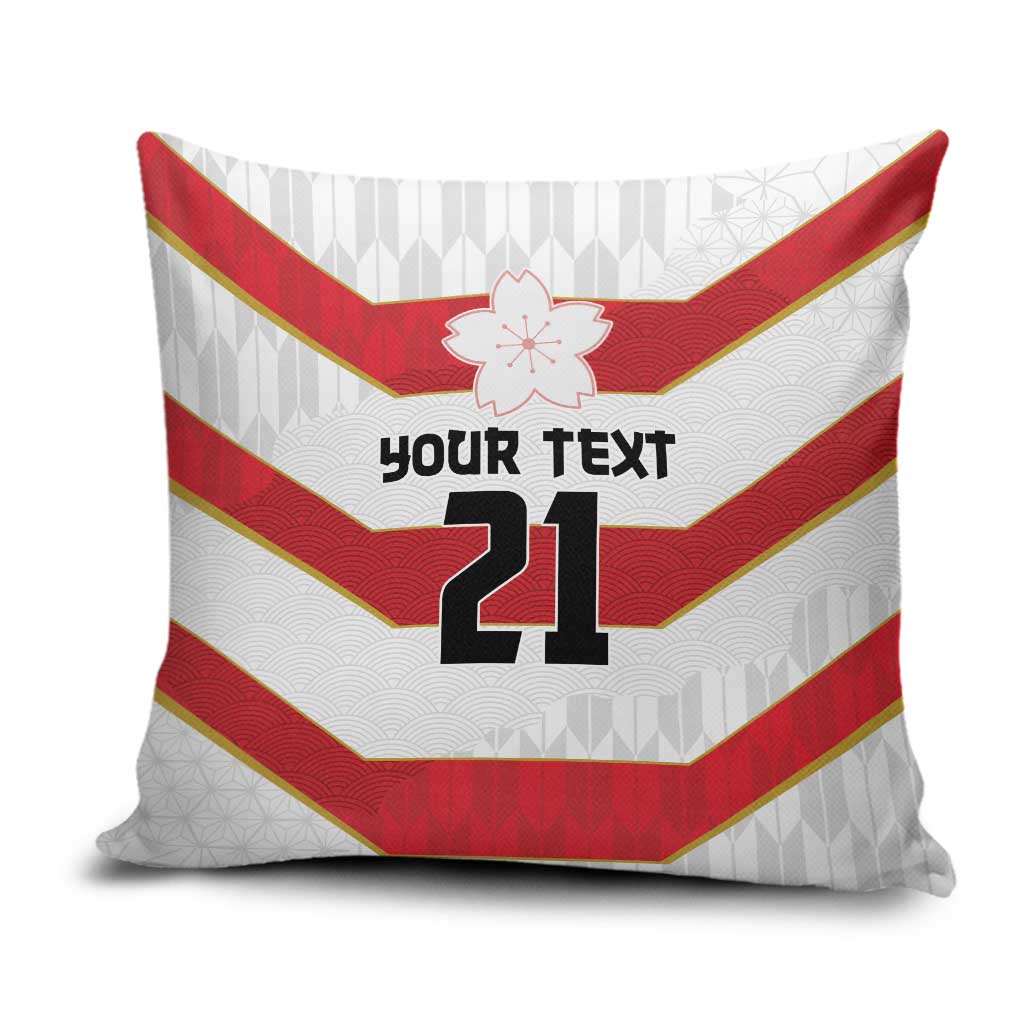 Japan Pacific Rugby 2022-23 Custom Pillow Cover Red Sakura Japanese Wave Pattern - Polynesian Pride