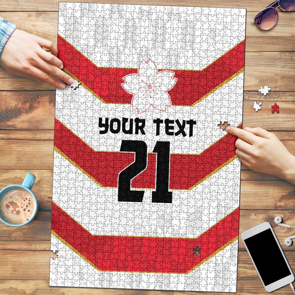 Japan Pacific Rugby 2022-23 Custom Puzzle Red Sakura Japanese Wave Pattern LT9 Red - Polynesian Pride