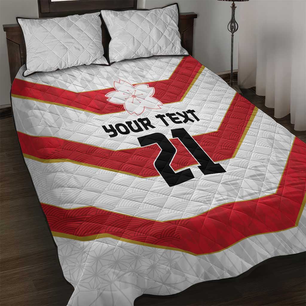 Japan Pacific Rugby 2022-23 Custom Quilt Bed Set Red Sakura Japanese Wave Pattern LT9 Red - Polynesian Pride