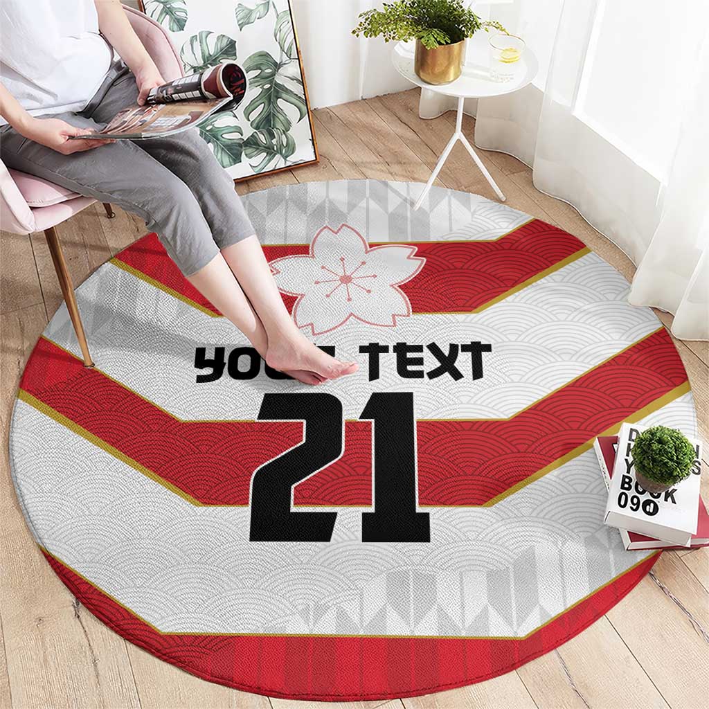 Japan Pacific Rugby 2022-23 Custom Round Carpet Red Sakura Japanese Wave Pattern