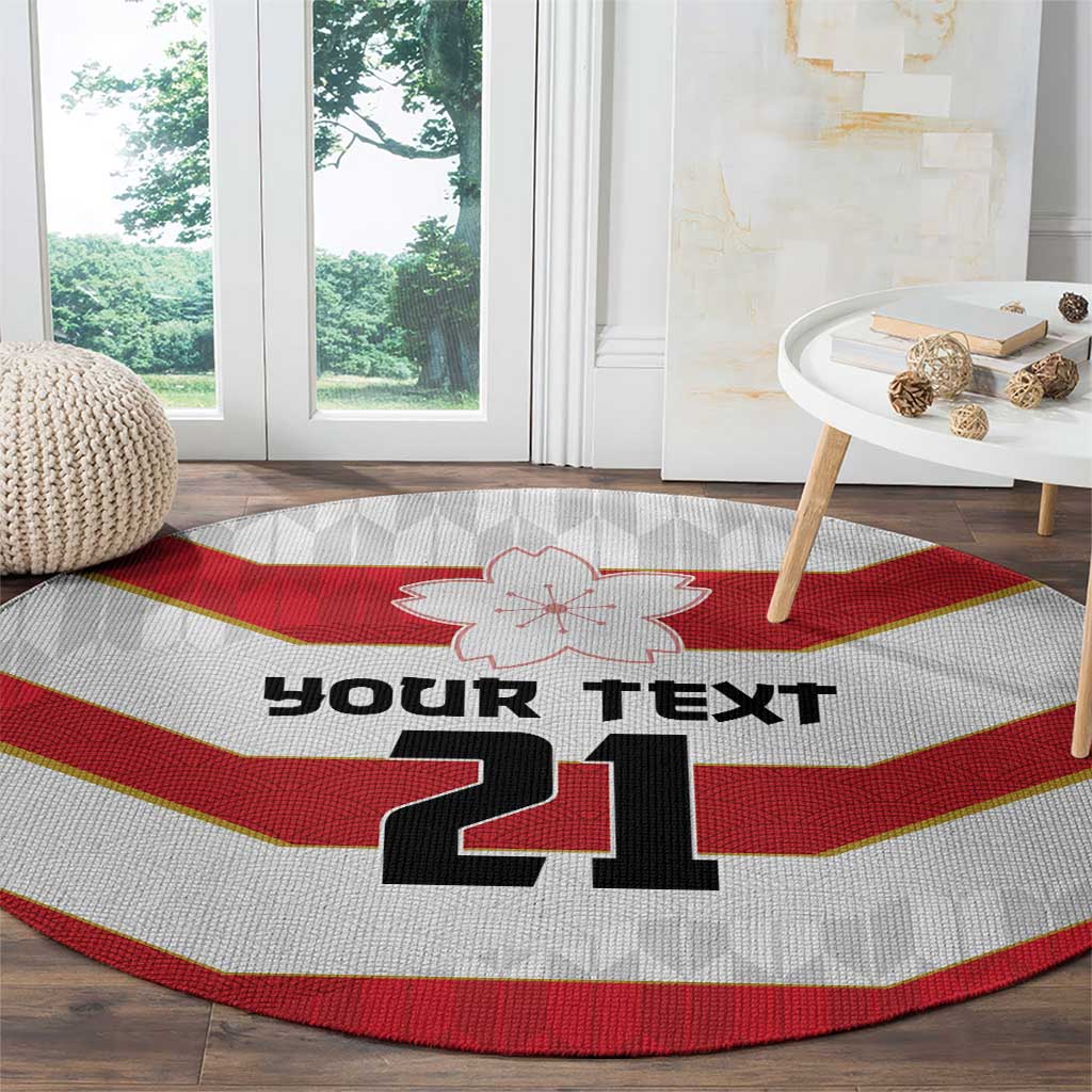 Japan Pacific Rugby 2022-23 Custom Round Carpet Red Sakura Japanese Wave Pattern