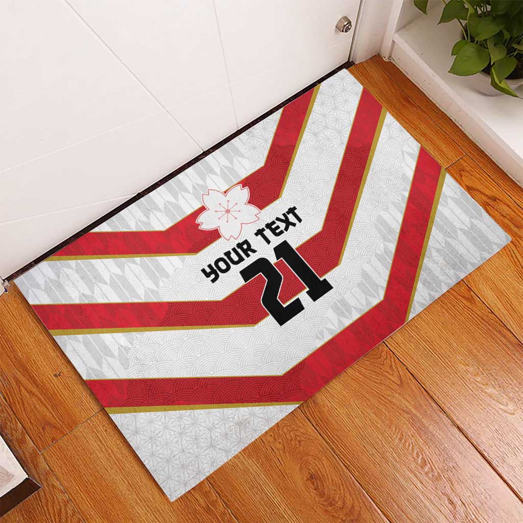 Japan Pacific Rugby 2022-23 Custom Rubber Doormat Red Sakura Japanese Wave Pattern