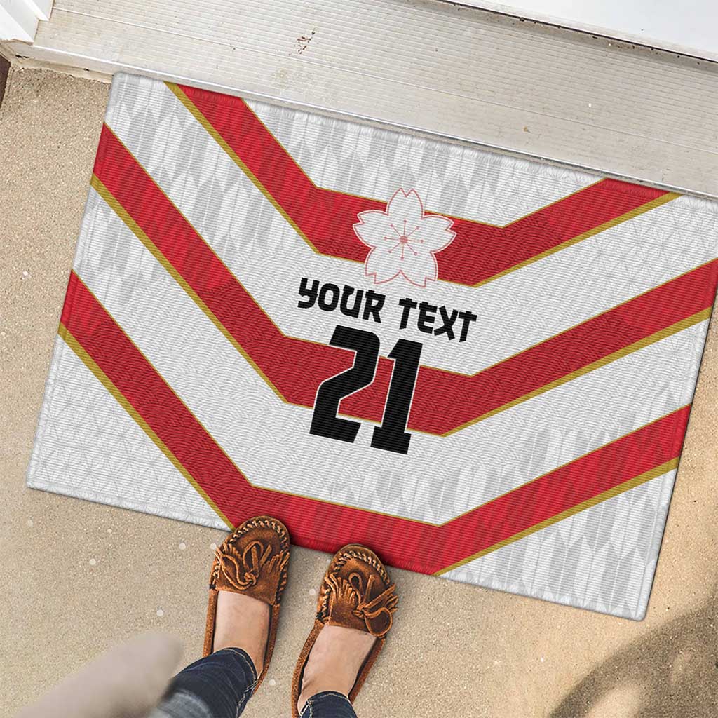 Japan Pacific Rugby 2022-23 Custom Rubber Doormat Red Sakura Japanese Wave Pattern
