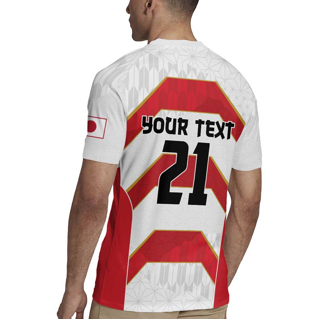 Japan Pacific Rugby 2022-23 Custom Rugby Jersey Red Sakura Japanese Wave Pattern