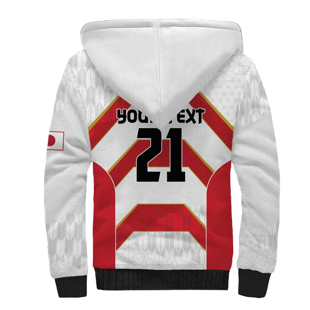 Japan Pacific Rugby 2022-23 Custom Sherpa Hoodie Red Sakura Japanese Wave Pattern