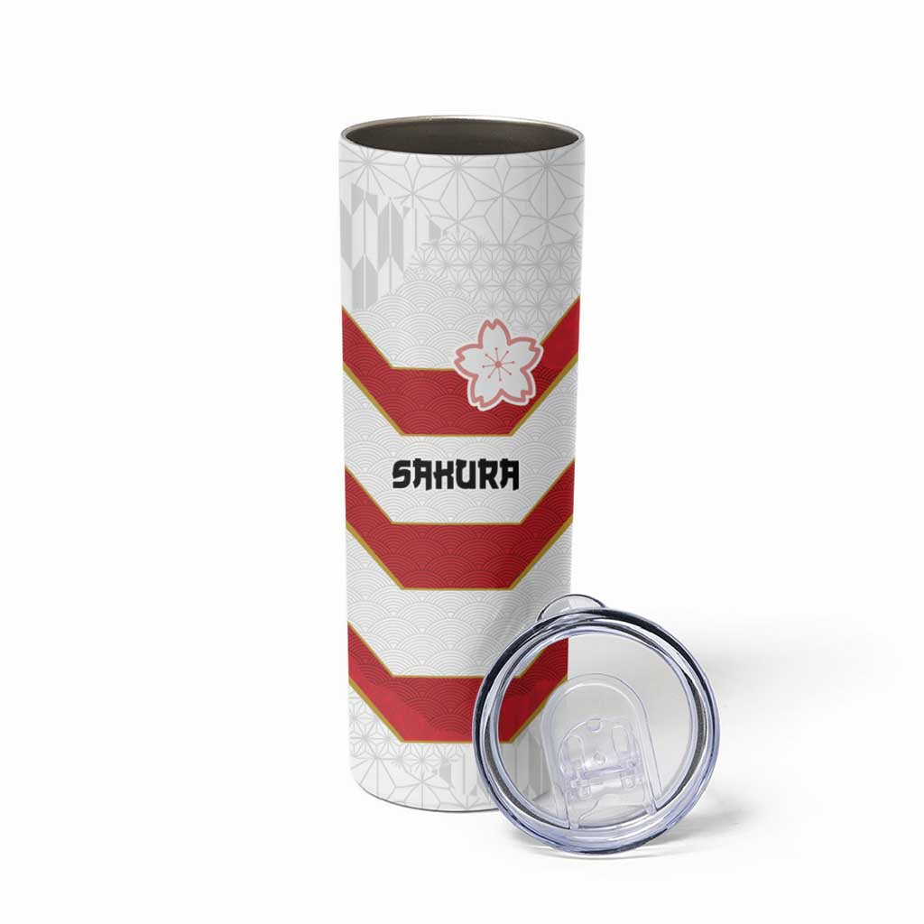 Japan Pacific Rugby 2022-23 Custom Skinny Tumbler Red Sakura Japanese Wave Pattern LT9 - Polynesian Pride