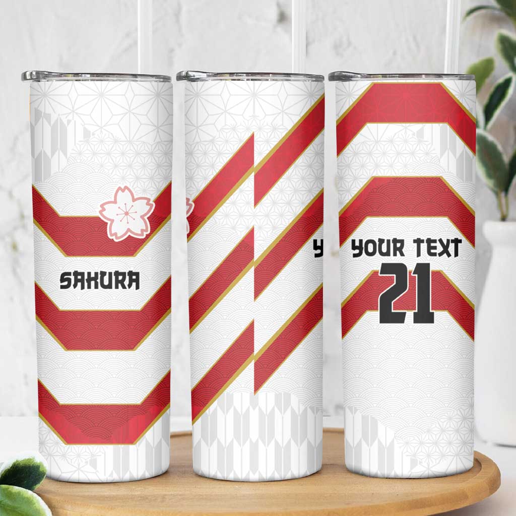 Japan Pacific Rugby 2022-23 Custom Skinny Tumbler Red Sakura Japanese Wave Pattern LT9 - Polynesian Pride