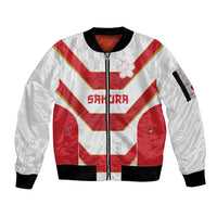 Japan Pacific Rugby 2022-23 Custom Sleeve Zip Bomber Jacket Red Sakura Japanese Wave Pattern LT9 Unisex Red - Polynesian Pride