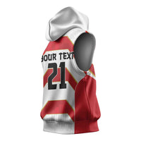 Japan Pacific Rugby 2022-23 Custom Sleeveless Hoodie Red Sakura Japanese Wave Pattern - Polynesian Pride