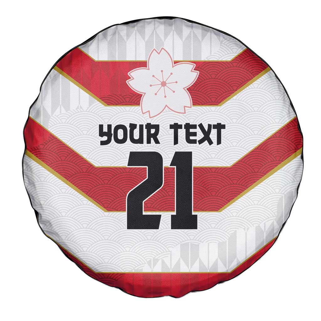 Japan Pacific Rugby 2022-23 Custom Spare Tire Cover Red Sakura Japanese Wave Pattern
