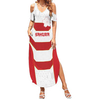 Japan Pacific Rugby 2022-23 Custom Summer Maxi Dress Red Sakura Japanese Wave Pattern