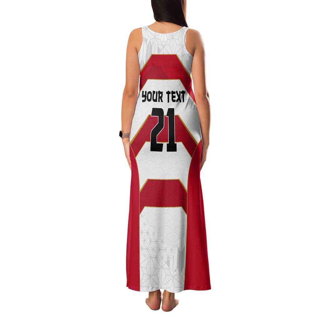 Japan Pacific Rugby 2022-23 Custom Tank Maxi Dress Red Sakura Japanese Wave Pattern