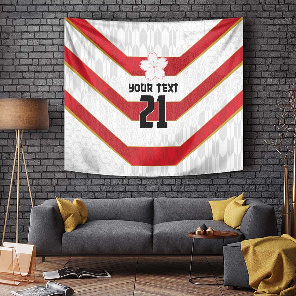 Japan Pacific Rugby 2022-23 Custom Tapestry Red Sakura Japanese Wave Pattern LT9 Red - Polynesian Pride