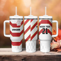 Japan Pacific Rugby 2022-23 Custom Tumbler With Handle Red Sakura Japanese Wave Pattern