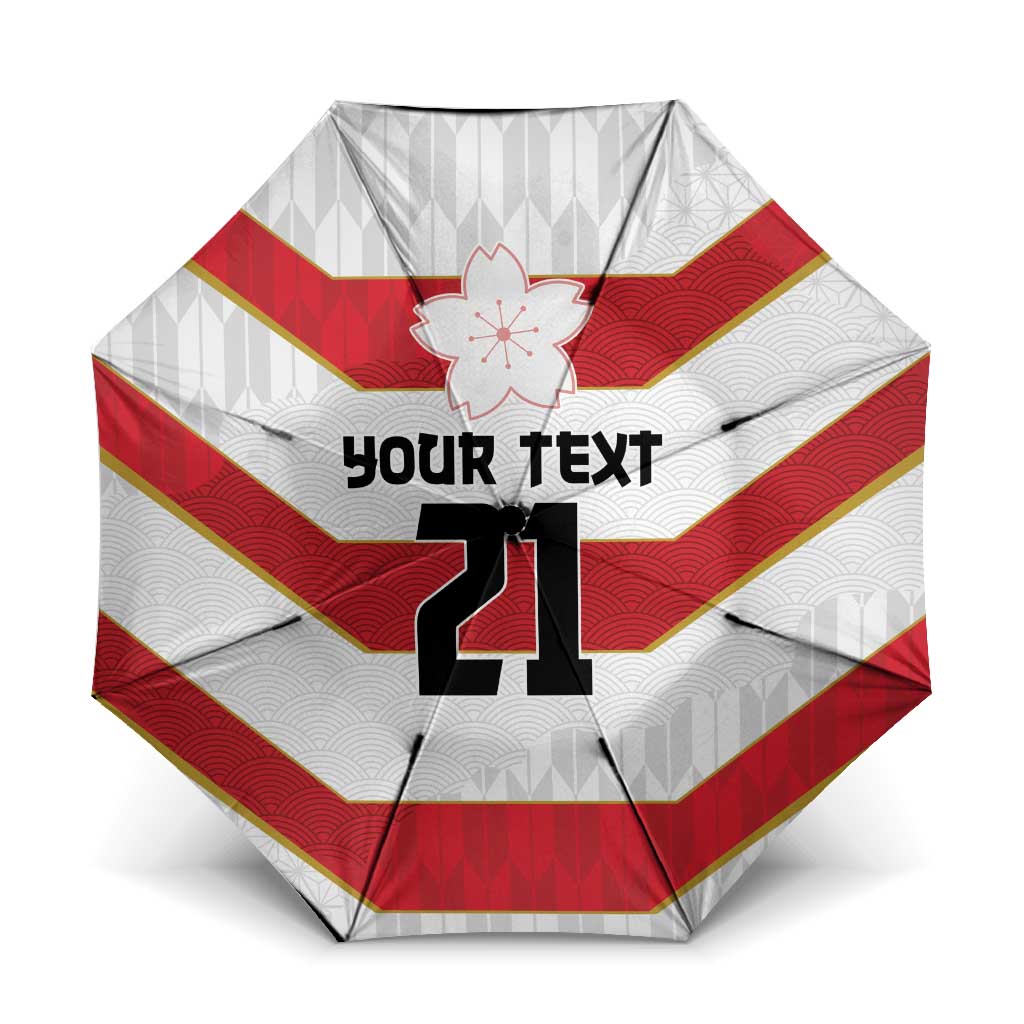 Japan Pacific Rugby 2022-23 Custom Umbrella Red Sakura Japanese Wave Pattern - Polynesian Pride