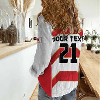 Japan Pacific Rugby 2022-23 Custom Women Casual Shirt Red Sakura Japanese Wave Pattern LT9 - Polynesian Pride