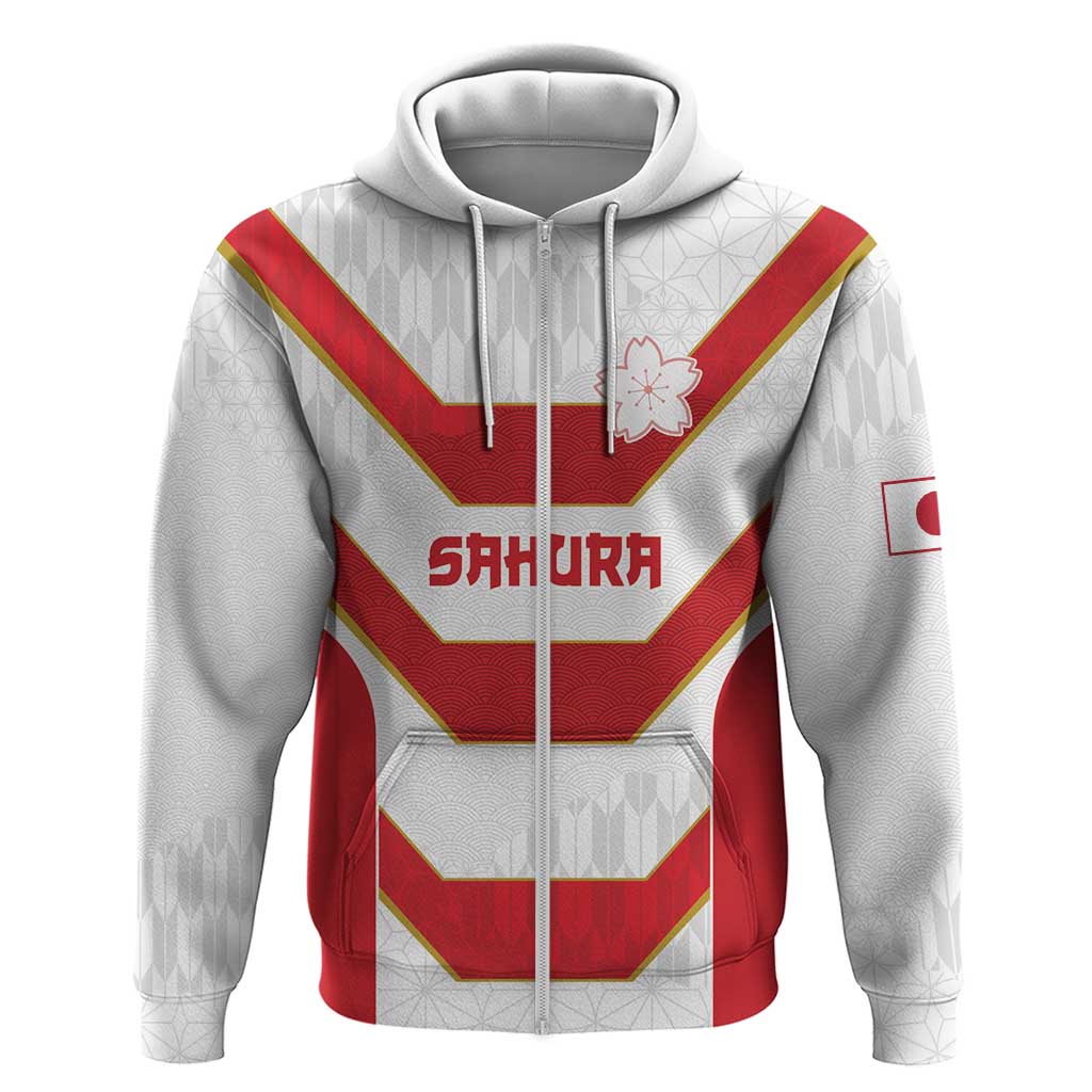 Japan Pacific Rugby 2022-23 Custom Zip Hoodie Red Sakura Japanese Wave Pattern LT9 Zip Hoodie Red - Polynesian Pride