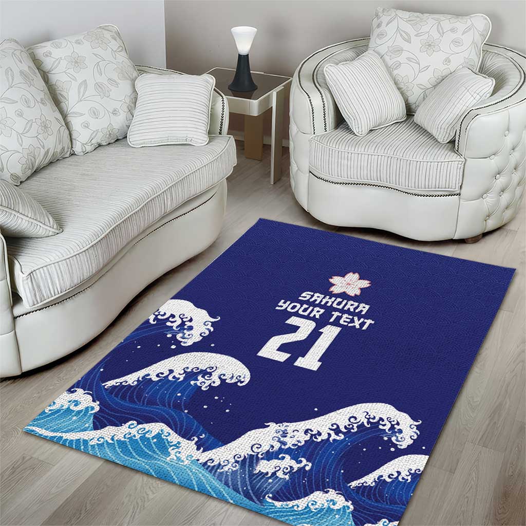 Japan Pacific Rugby Custom Area Rug Go Sakura Japanese Wave Pattern