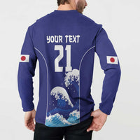Japan Pacific Rugby Custom Button Sweatshirt Go Sakura Japanese Wave Pattern