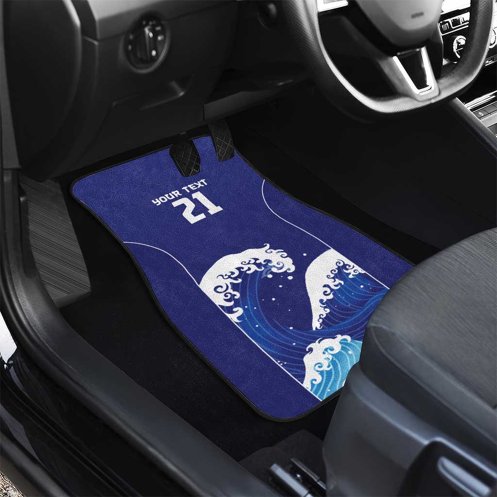 Japan Pacific Rugby Custom Car Mats Go Sakura Japanese Wave Pattern
