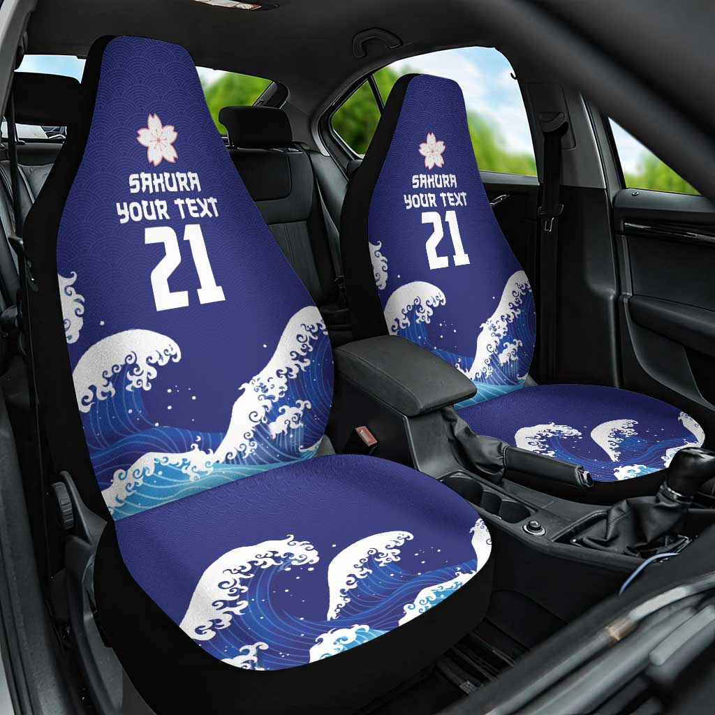 Japan Pacific Rugby Custom Car Seat Cover Go Sakura Japanese Wave Pattern