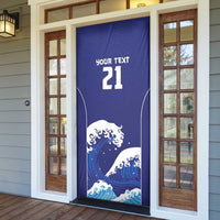Japan Pacific Rugby Custom Door Cover Go Sakura Japanese Wave Pattern - Polynesian Pride