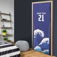 Japan Pacific Rugby Custom Door Cover Go Sakura Japanese Wave Pattern - Polynesian Pride