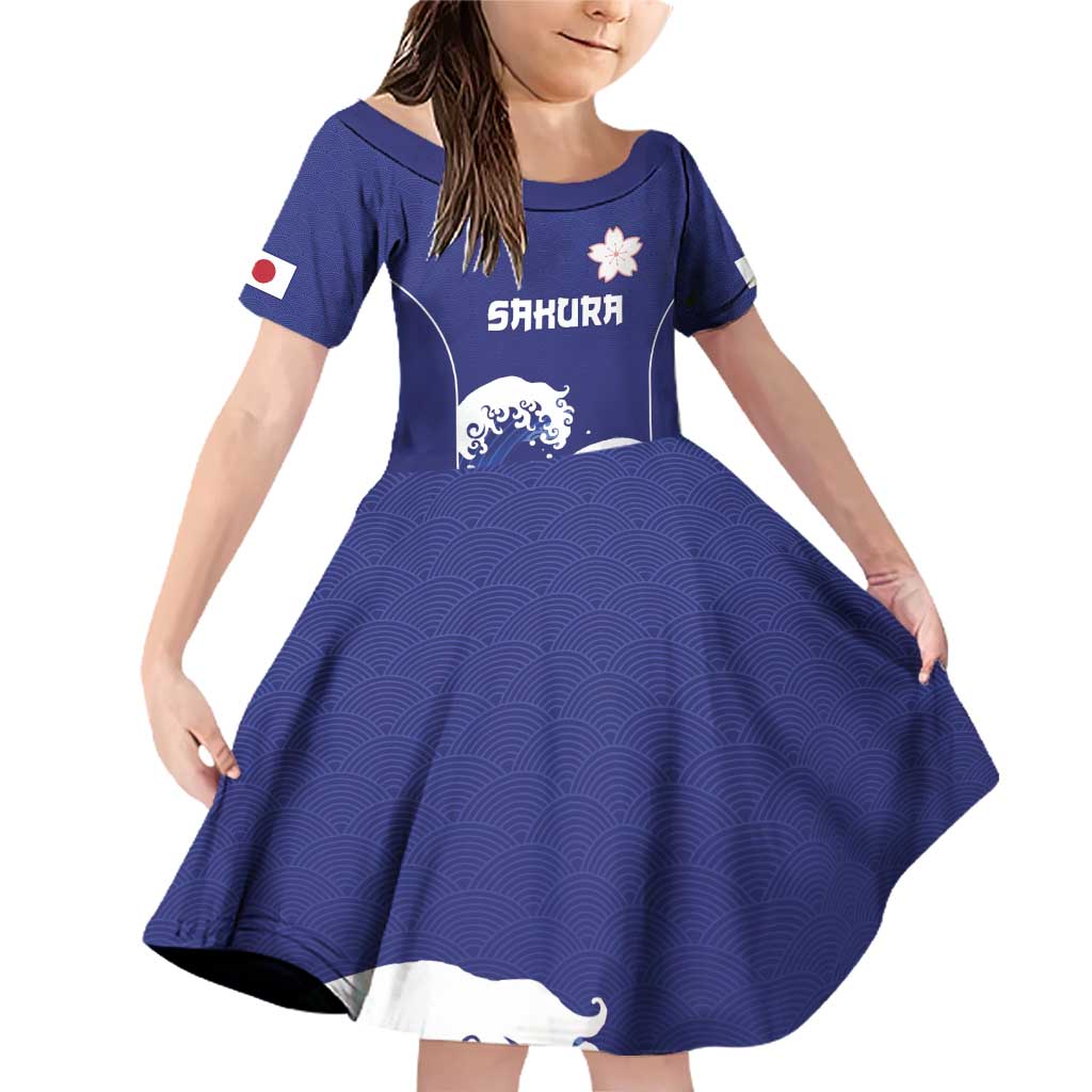 Japan Pacific Rugby Custom Family Matching Off Shoulder Short Dress and Hawaiian Shirt Go Sakura Japanese Wave Pattern