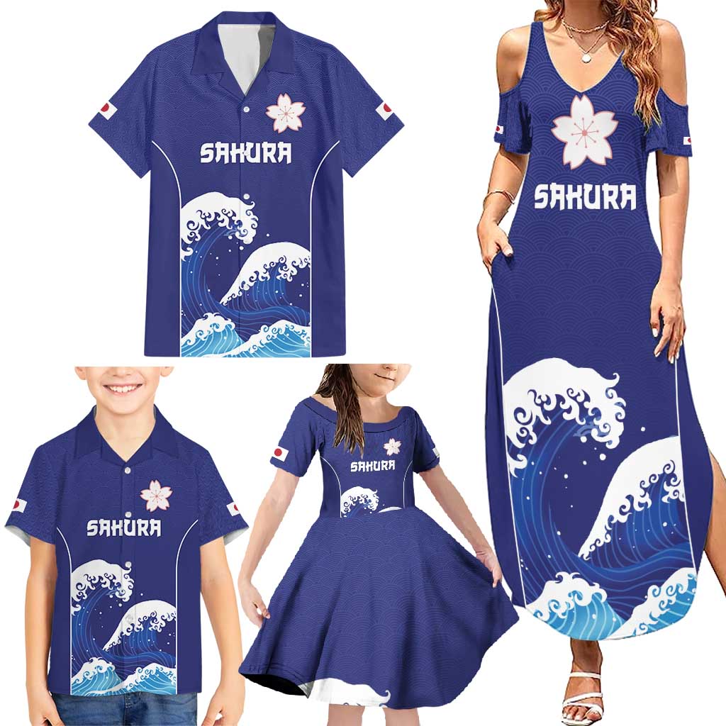 Japan Pacific Rugby Custom Family Matching Summer Maxi Dress and Hawaiian Shirt Go Sakura Japanese Wave Pattern