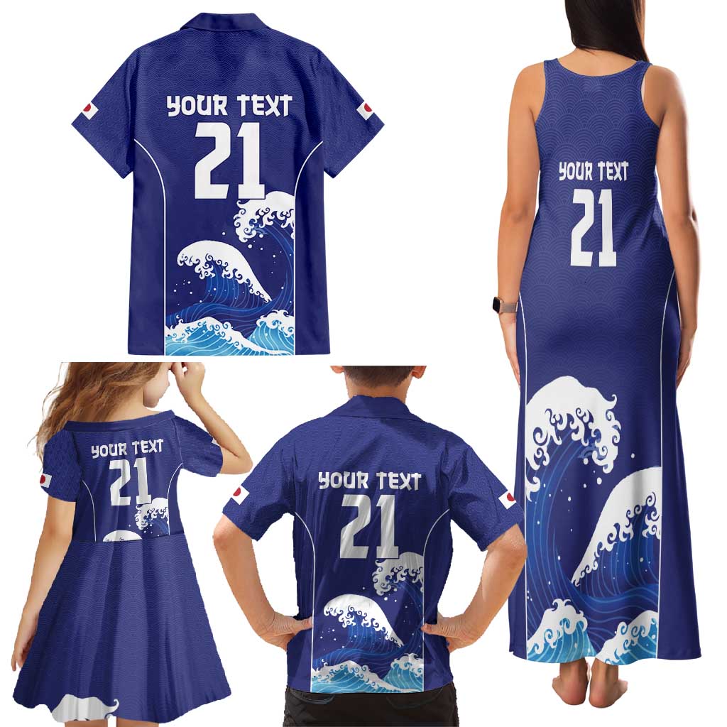 Japan Pacific Rugby Custom Family Matching Tank Maxi Dress and Hawaiian Shirt Go Sakura Japanese Wave Pattern