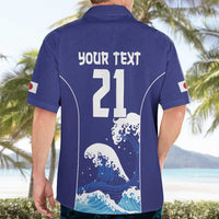 Japan Pacific Rugby Custom Hawaiian Shirt Go Sakura Japanese Wave Pattern