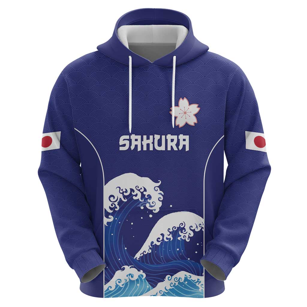 Japan Pacific Rugby Custom Hoodie Go Sakura Japanese Wave Pattern