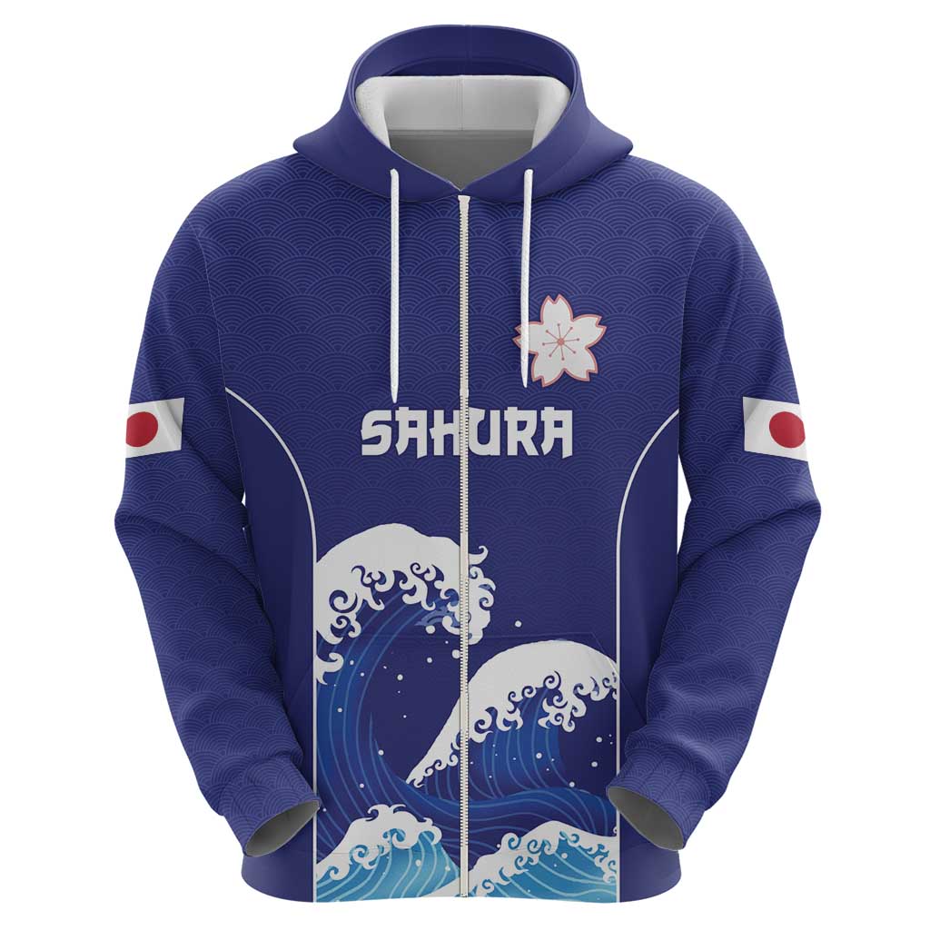 Japan Pacific Rugby Custom Hoodie Go Sakura Japanese Wave Pattern