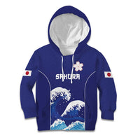 Japan Pacific Rugby Custom Kid Hoodie Go Sakura Japanese Wave Pattern