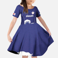 Japan Pacific Rugby Custom Kid Short Sleeve Dress Go Sakura Japanese Wave Pattern